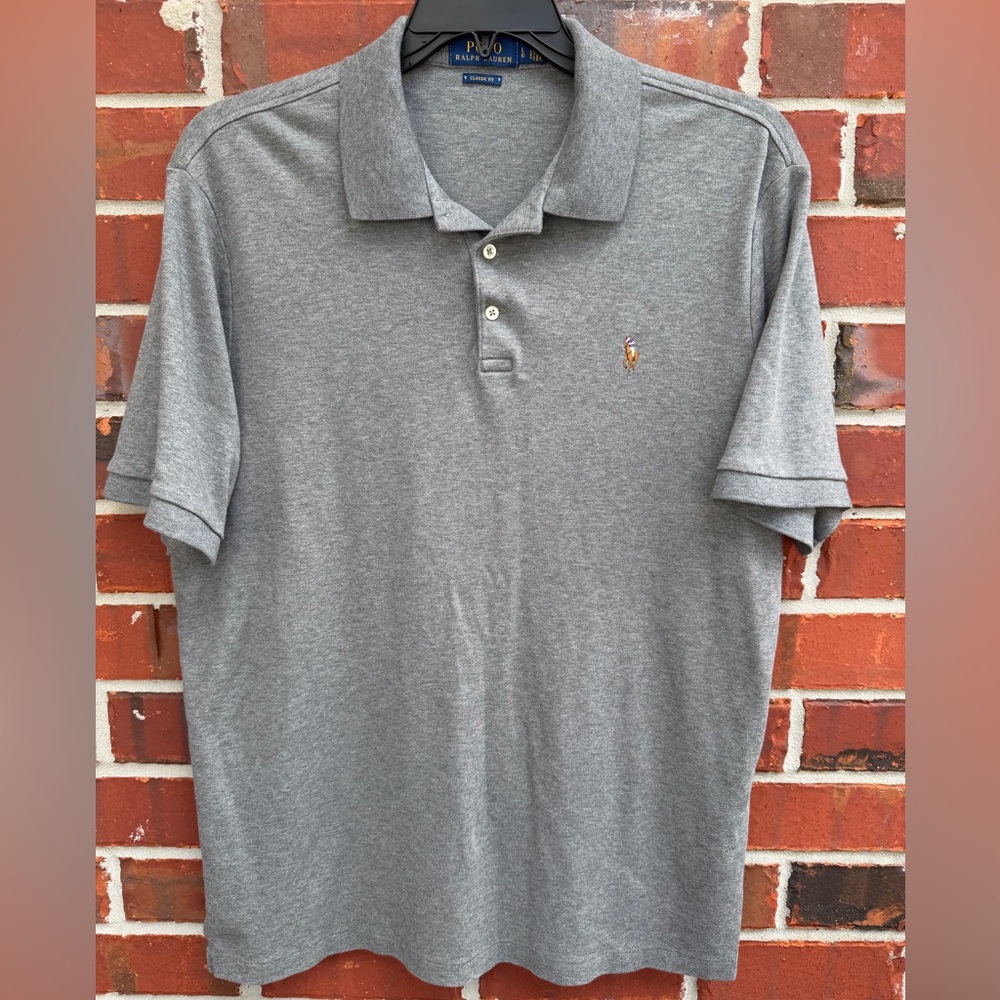 Polo Ralph Lauren Classic Fit Large Gray Short Sleeve Nude Pony Golf Polo Shirt
